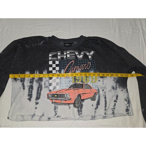 Chemistry Chevy Camaro Crop Sweatshirt Top Women Large Grey - Picture 4 of 7